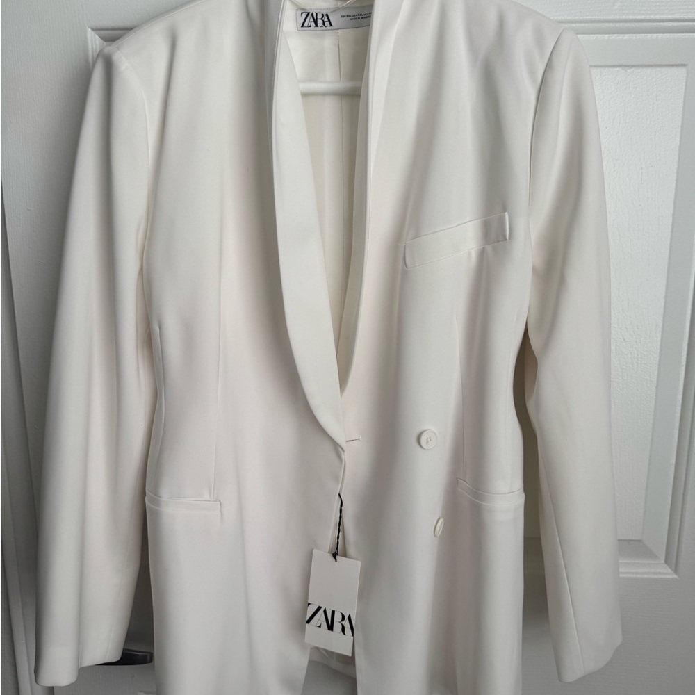 Zara Ivory Tailored Blazer Set
